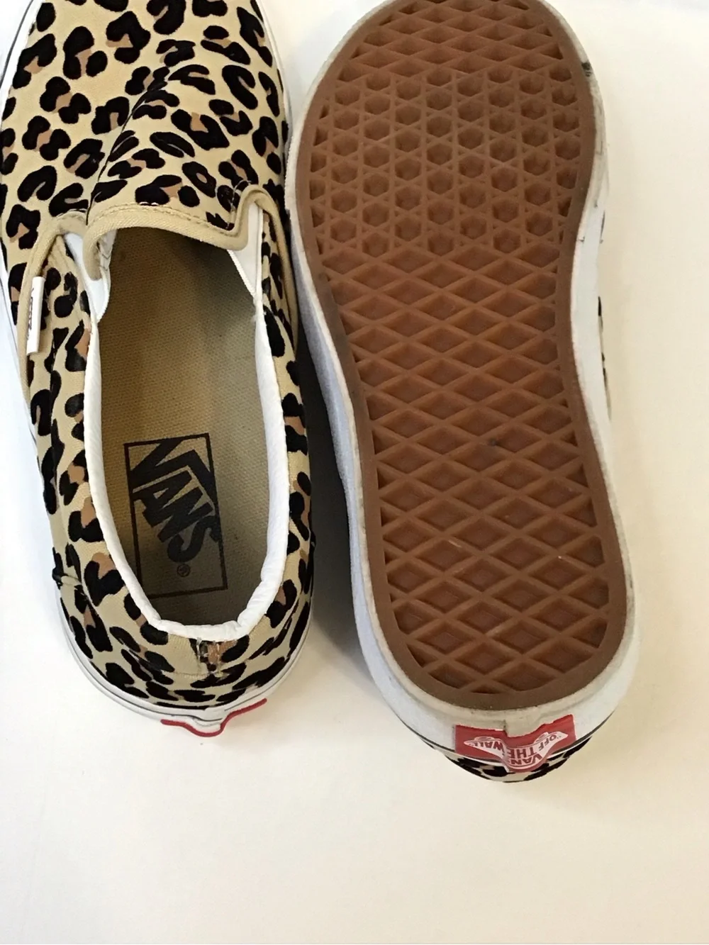 VANS Women's Leopard Print Slip-On Sneakers - Tan & Black 7.5